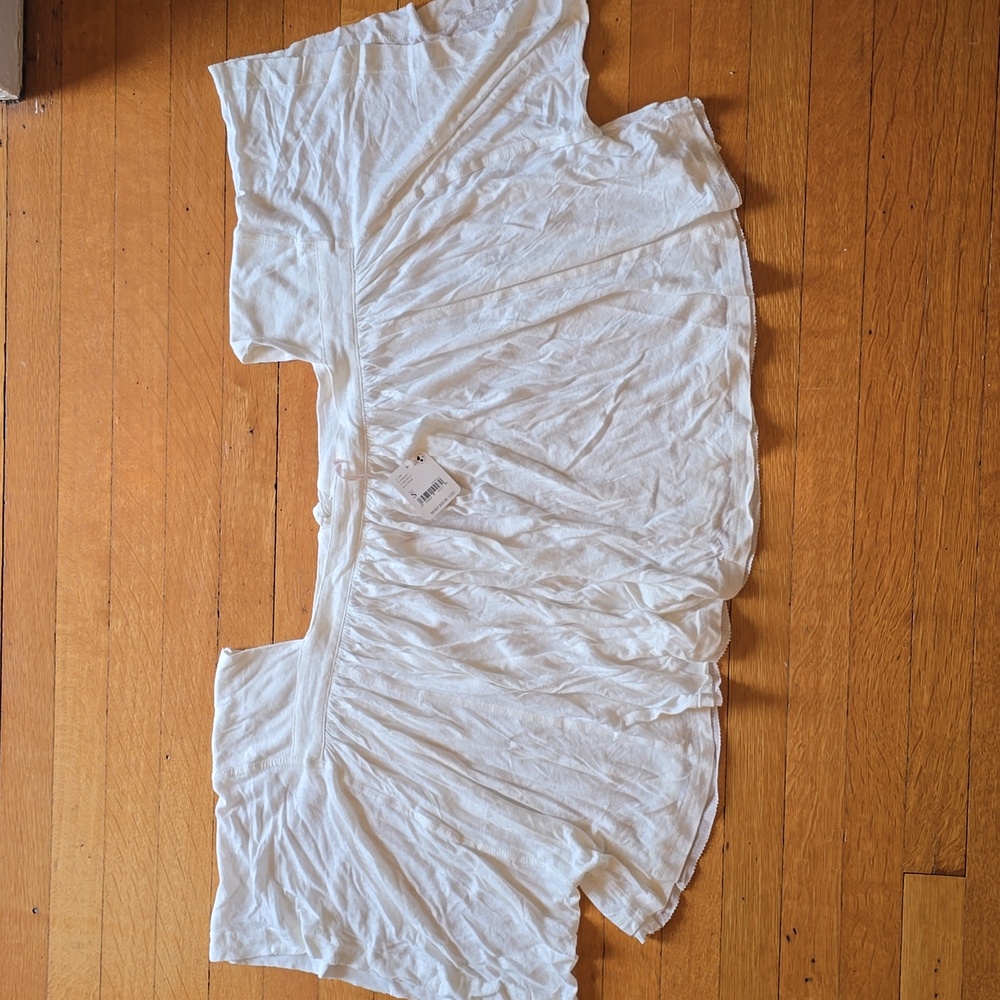 NWT, Free People, Square Neck Peasant Top, Cropped, Alabaster, Women's S